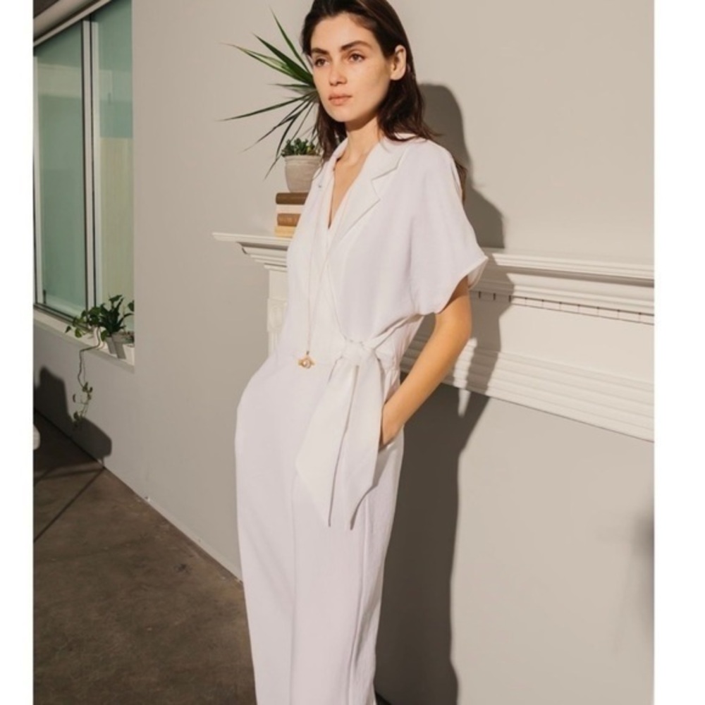 Brochu Walker Sheyla Wrap Jumpsuit Salt White Minimalist Casual Luxury NWT